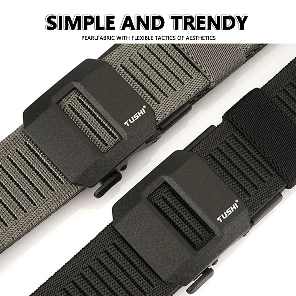 TUSHI New Canvas Belts for Men Fashion Metal Buckle Military Tactical Strap Male Elastic Belt for Pants Jeans  Accessories