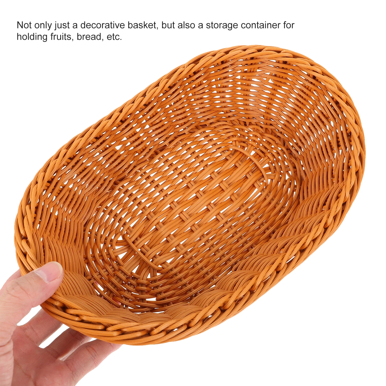 

2pcs Woven Fruit Baskets Delicate Food Storage Basket For Home Kitchen Pantry Bread Holder Reusable Kitchen Organizer Imitation