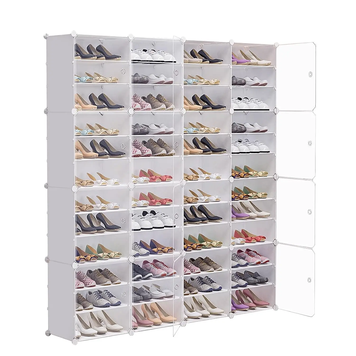 Portable Shoe Rack 96 Pairs Enclosed Cabinet Transparent Door, Free Standing Expandable Storage Heels & Boots, Customized