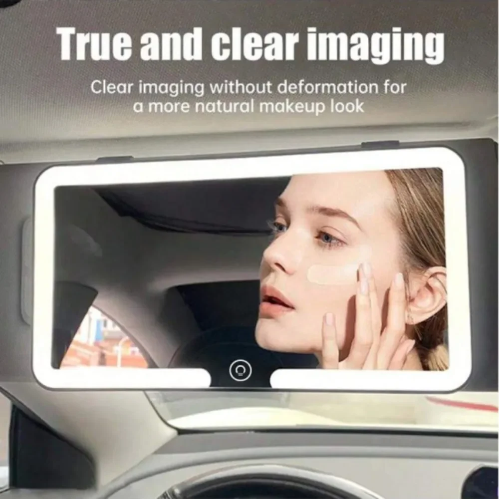 Auto Vanity Mirror HD Mirror Car LEDMakeup Mirror Three Gear Adjustment Sun Visor Plate Interior RearMirror Dimmable Touchscreen