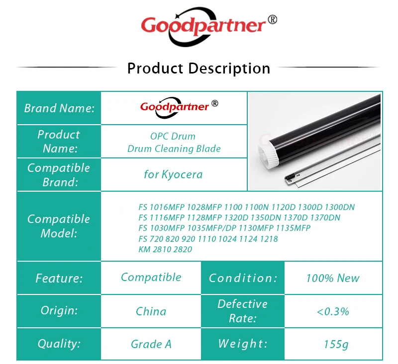 OPC DRUM Cleaning Blade for Kyocera FS 1035 1030 1120 1128 1370 2810 920 720 1135 1016 1028 1110 P2035 1024 1100 1300 1320