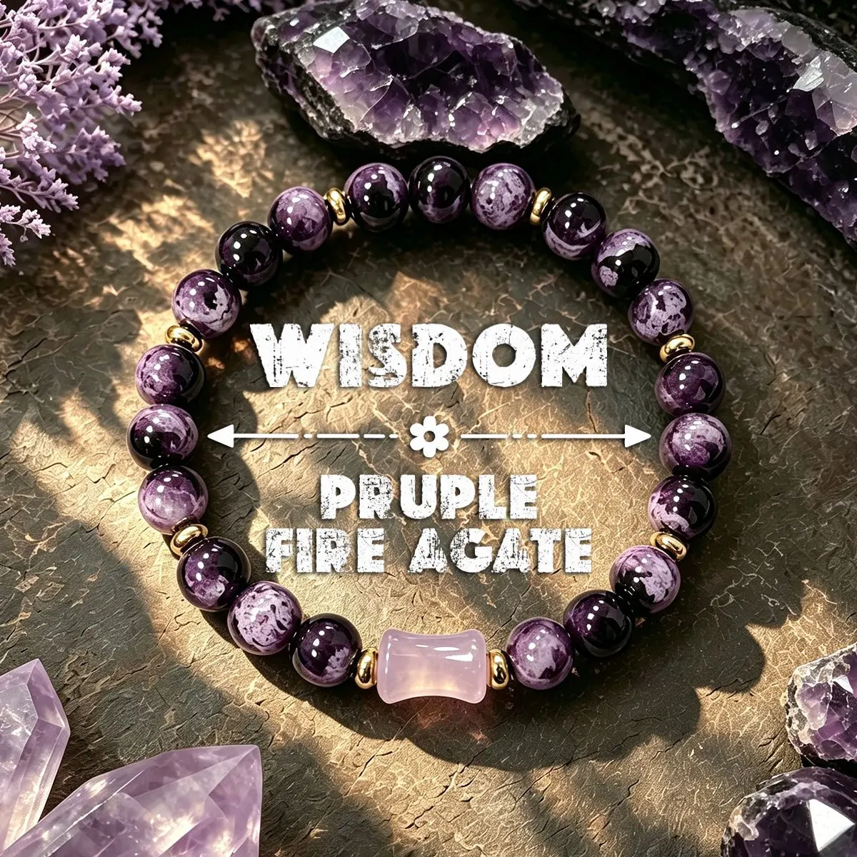 1pc Natural purple agate bead bracelet, symbolizing wisdom and creativity, suitable for wearing and giving gifts