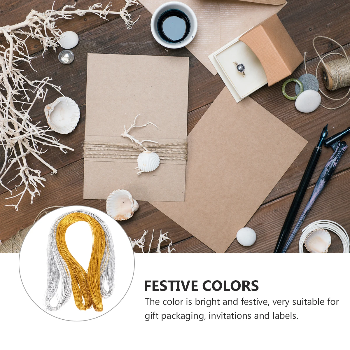 

100 Meters Golden Silver Thread for Christmas Gift Wrapping Invitation Tag Line Decor Durable Soft Festive Colors Thin Non