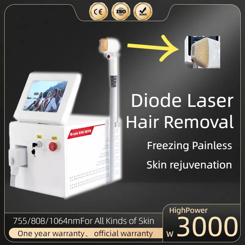 

High power 3 wavelength 808nm 755nm 1064nm diode semiconductor laser hair removal machine permanent painless hair removal device