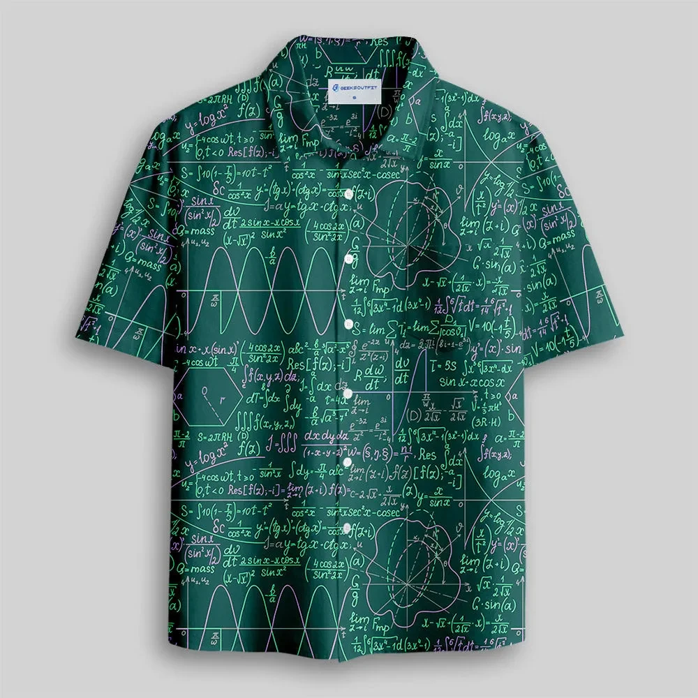 Dazzled Mathematical Formula Graphic Men's Short Sleeve Lapel Shirt Hawaii Tops Unisex Button-Down Shirts Unisex Blouses Camisa