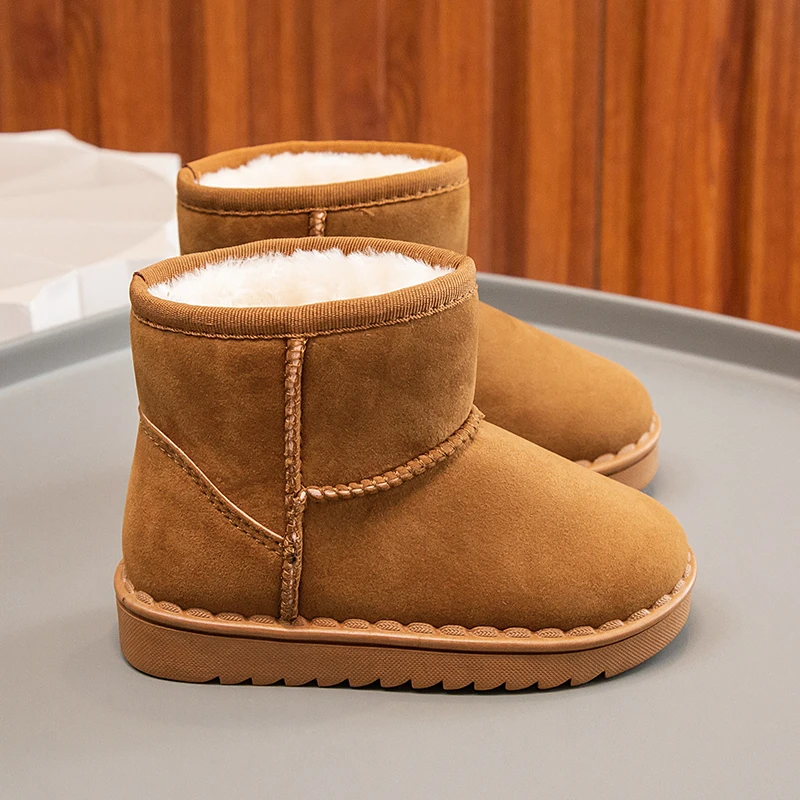 Kinder Schneestiefel Prägnanter Stil Plüsch Chunky Winter Kinder Kurzstiefel Einfarbig Slip-on Unisex Klassische Jungen Mädchen Schuhe 23-36 – Detail 25