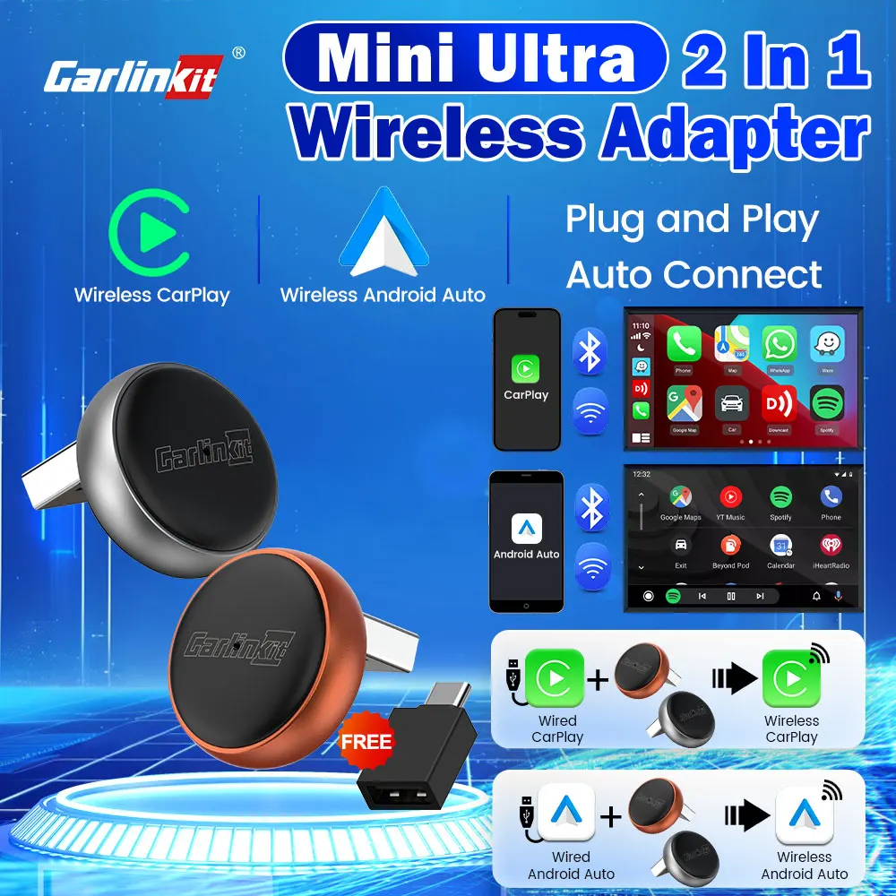 Image of CarlinKit 5.0 Mini Ultra 3 Kabelgebundener zu Kabelloser Android Auto Adapter Smart CarPlay Box WiFi Bluetooth Auto-Verbindung Online-Upgrade
