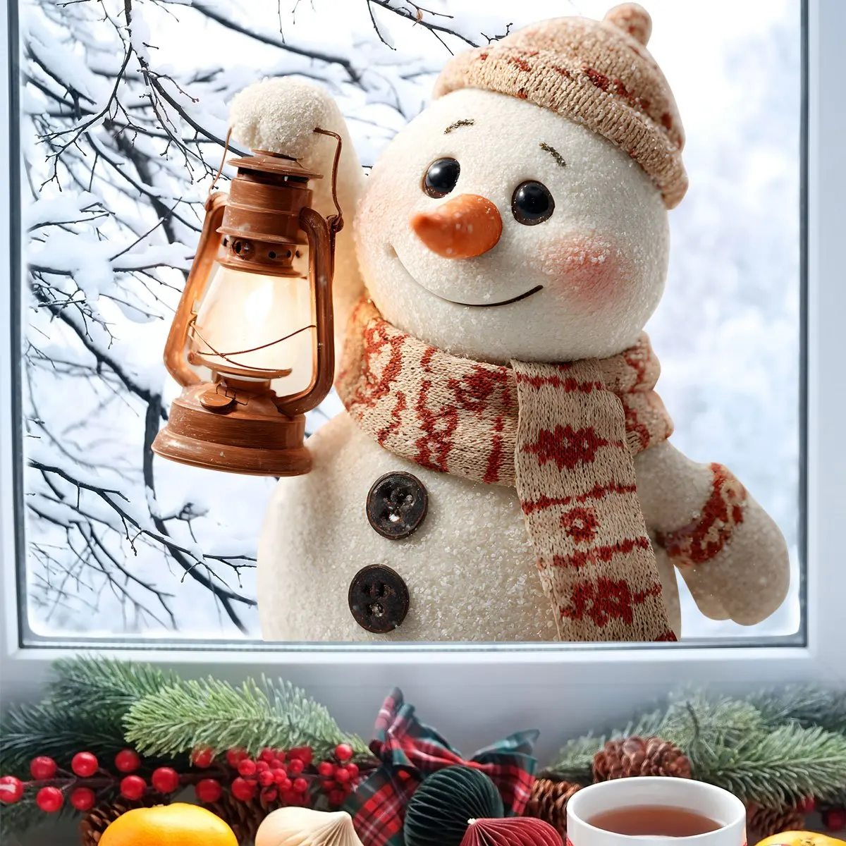 1PC Weihnachten Schneemann Fenster Aufkleber Statische Cling für Schlafzimmer Wohnzimmer Home Shop Glas Wasserdichte Dekoration
