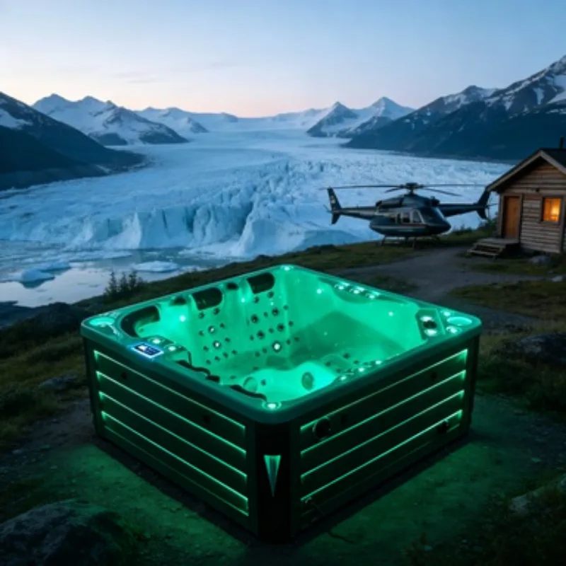 New Design Whirlpool Jacuzzi Massage Bathtub Hydrotherapy Acrylic 4 Person Outdoor Modern LED Light Waterfall Hot Tub