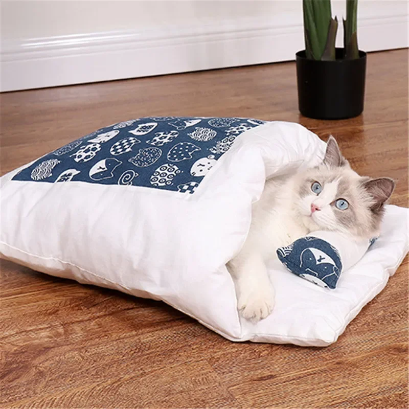 

Pet Japanese Cat Nest Cat Sleeping Bag Removable and Washable Cat Winter Bed Closed Warm Nest Dog Winter Kennel