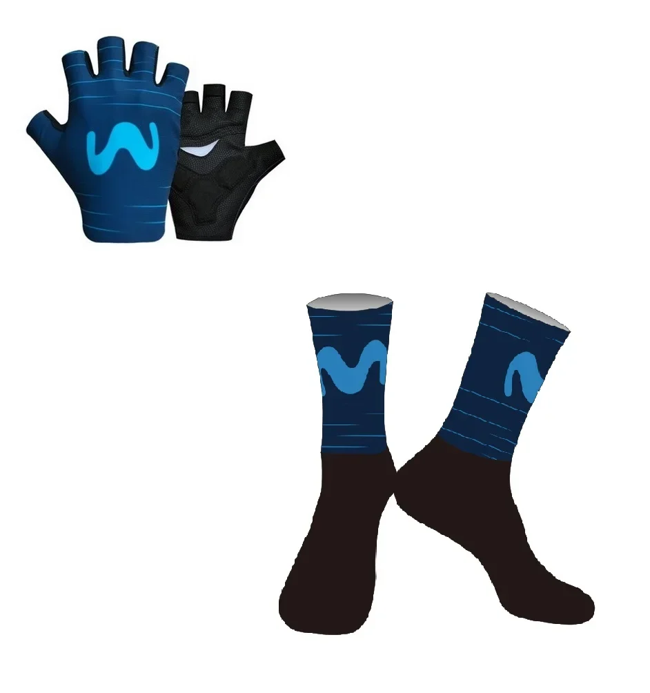 2024 MOVISTARful Team One Pair Half Finger Cycling Gloves + ONE PAIR CYCLING SOCKS