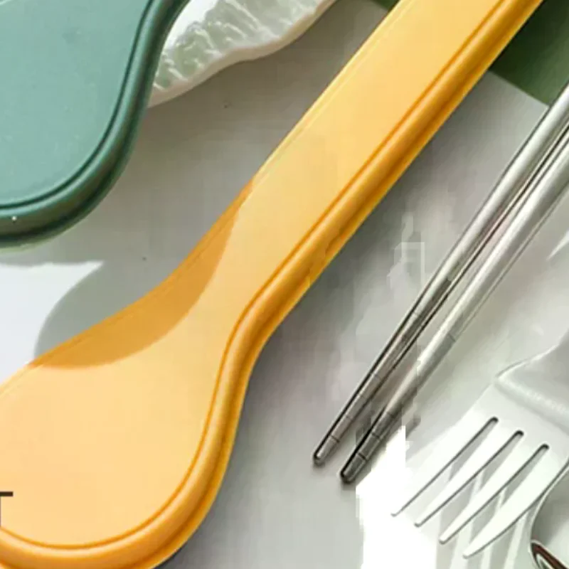 Four Piece Cutlery Set With Box Stainless Steel Korean Cutlery Spoon Fork Chopsticks Spoon Shape Box Cutlery Travelling