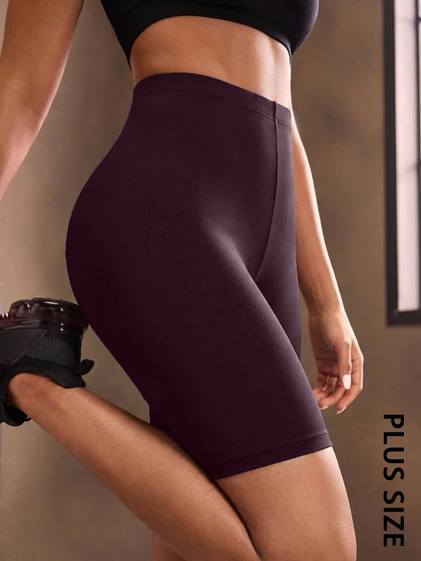 

Plus Size Super Soft Biker Shorts For Women No See Through Workout Running Yoga Athletic Shorts 6"Inseam RUNNING