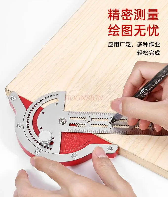 Picture 4: 1pcs Stainless steel edge ruler, wooden work angle ruler, multifunctional high-precision angle ruler, angle measuring device