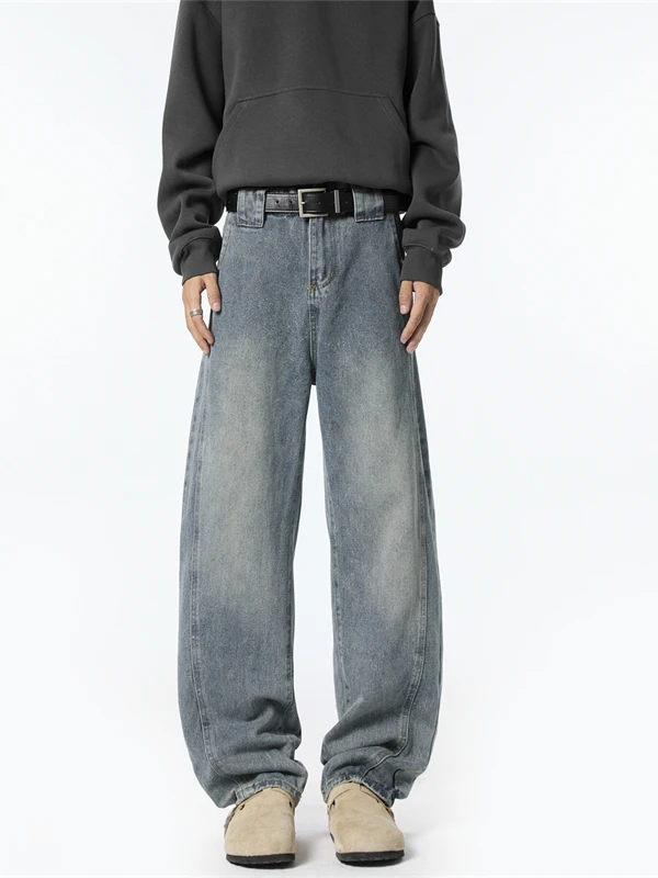 

Retro Thiened Wide Leg Jeans Men's Winter Casual Loose Straight Loose Jeans Waed out Sle Comfortable Fit Long Trousers