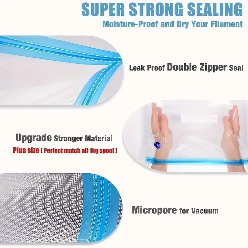 Reusable 3D Printer Vacuum Bags Dust Resistant Double Seal 3D Filament Storage Hand Pump Compatible Moisture Resistant