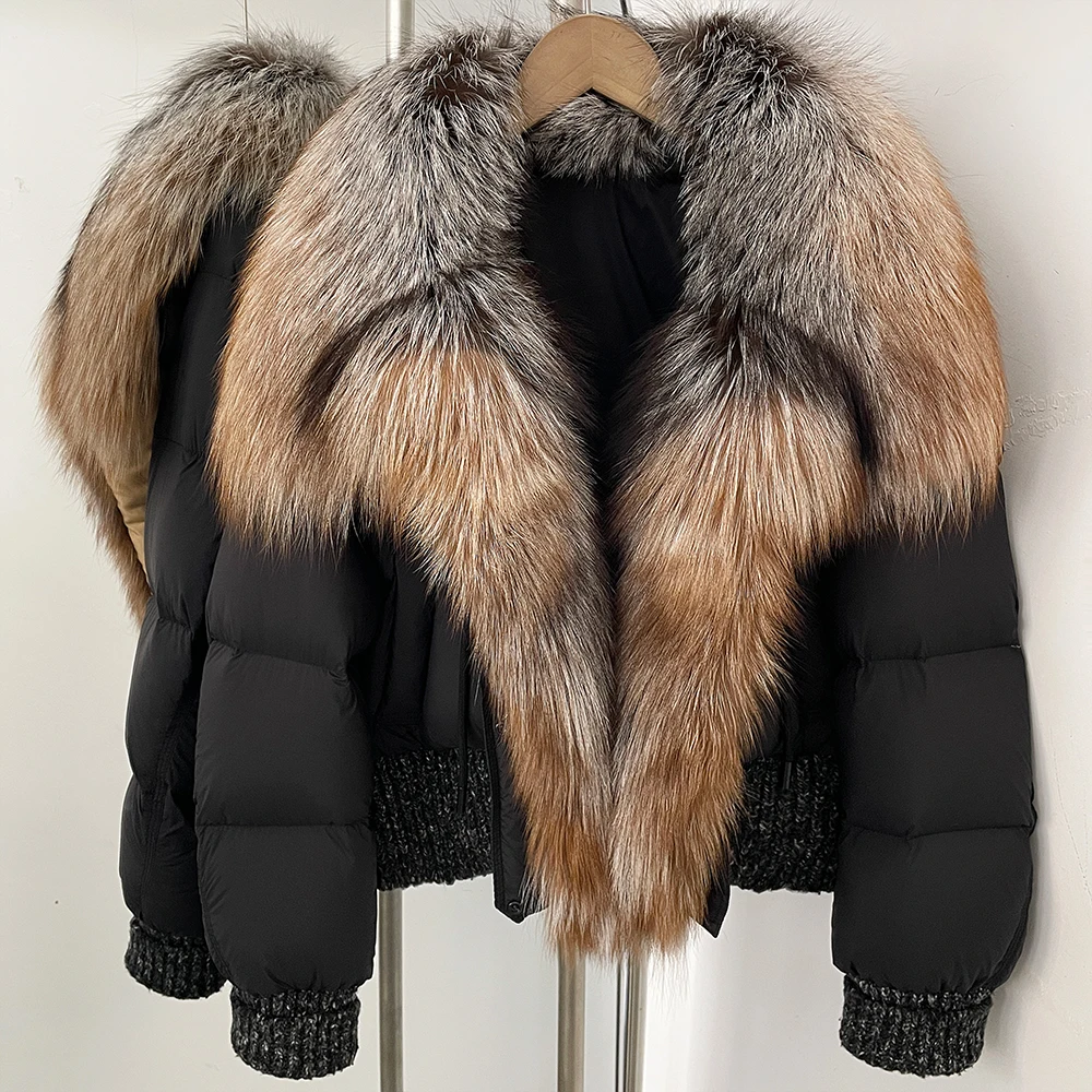 Women's Short Down Coat Oversized Puffer Jacket with Fur Collar Women's Lightweight Warm Duck Down Jacket for Snow Season