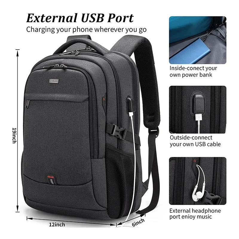 Imagem -02 - Homens 17.3 Portátil Mochila Qualidade Grande Capacidade Mochila Porta Usb Mochila de Negócios Oxford à Prova Impermeável Água Mochila Viagem