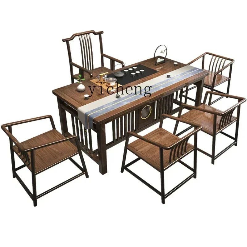 YY Solid Wood Office Tea Table Kung Fu Tea Set Integrated Household Small Apartment Tea Table