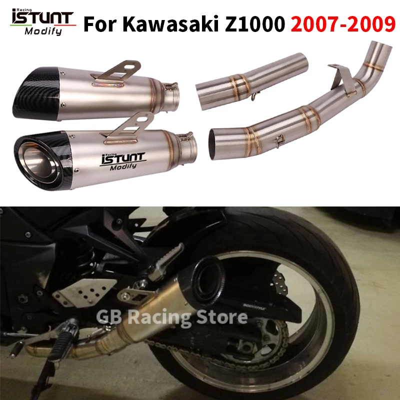 For Kawasaki Z1000 2007 2008 2009 Motorcycle Exhaust Escape Moto Modified Middle Link Pipe Carbon Fiber Muffler DB Killer