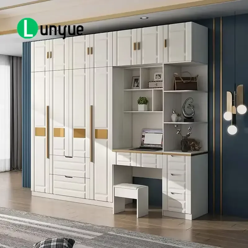 Modern Wooden Wardrobe with Mirror Bedroom Closet Cupboard Storage Furniture Space Saving Design for Home Organization