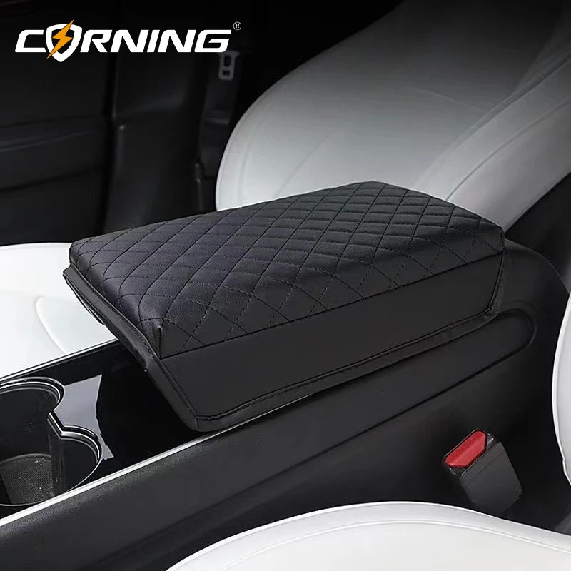 

Car Armrest Cover For Tesla Model 3 Y Organizer Center Console Storage Bag Accessories Auto Arm Rest Pads PU Leather Protector