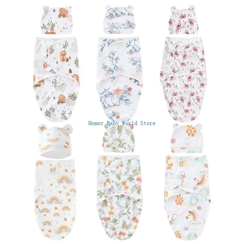 B2QD Baby أكياس أساسية مع قبعة قابلة للتنفس أكياس نوم أكياس نوم غطاء قطن التفاف للمواليد حديثي الولادة 0-6 أشهر