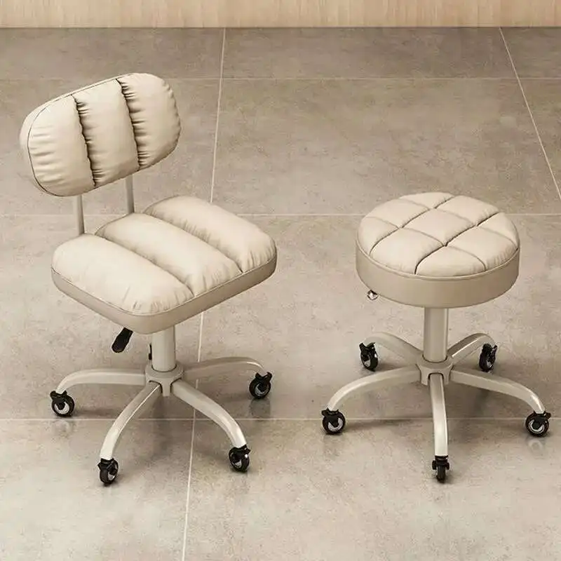 

Professional Aesthetic Hairdressing Chair Swivel Simple Rotating Barber Chair Wheels Coiffeur Stuhl Salon Furniture MQ50BC
