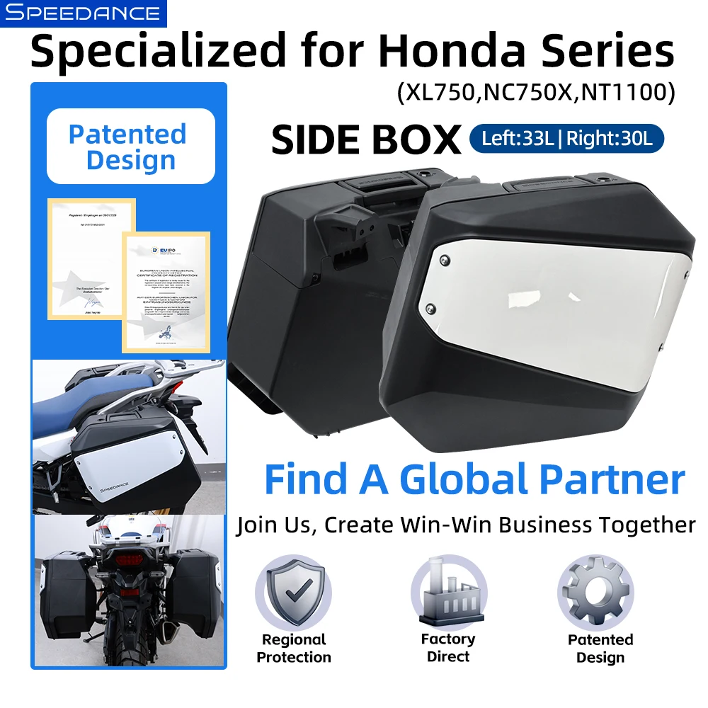 

Speedance Quick-Release Luggage Side Boxes for Honda XL750, OEM Mounting Holes, Travel & Commute Storage