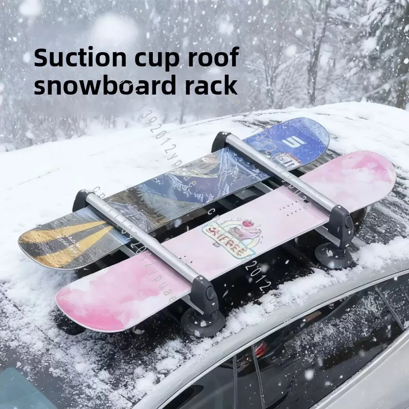 Roof Mount Ski & Snowboard Rack, Car Ski Carrier with Removable Suction Cups for Winter Sports