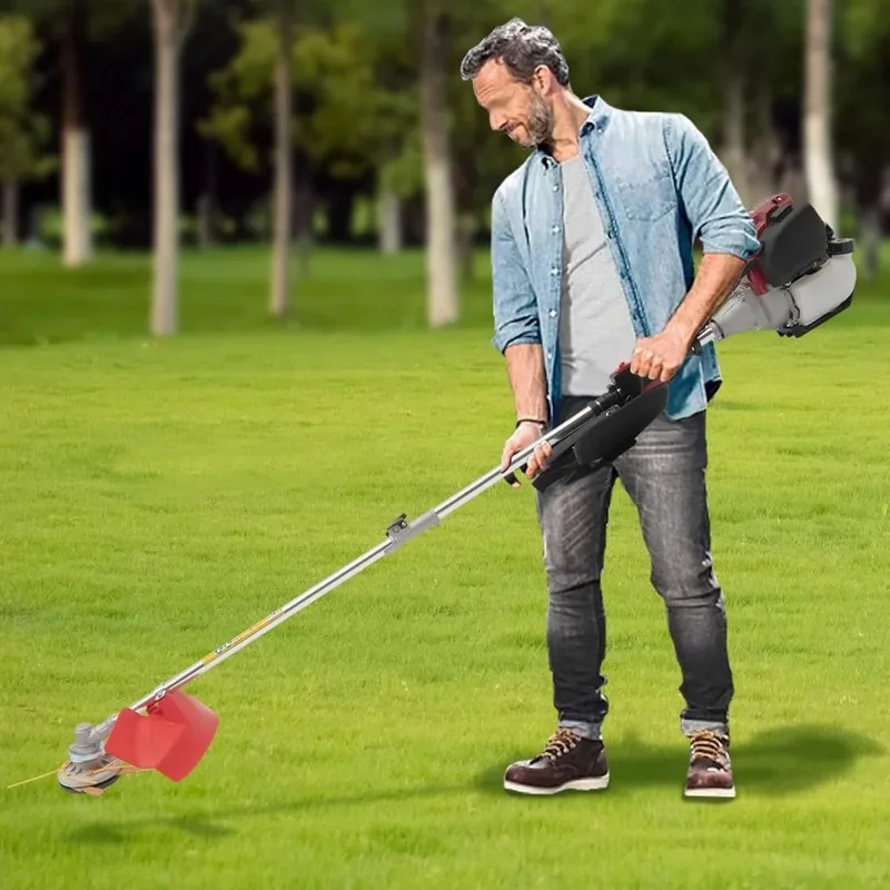 35.88CC 4-Stroke Grass Trimmer, 0.75KW Brush Cutter, 8500RPM Heavy Duty, Dual Blade Heads, Perfect for Lawn Care,