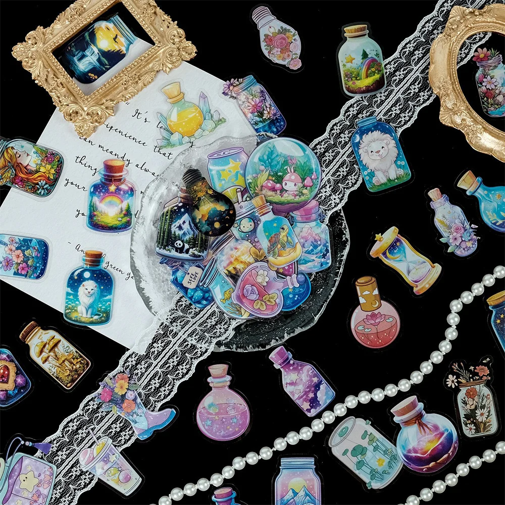 

10/30/50PCS Transparent Cute Cartoon Bottle World Sticker Aesthetic Decal Waterproof Graffiti Stationery School Supplies for Kid