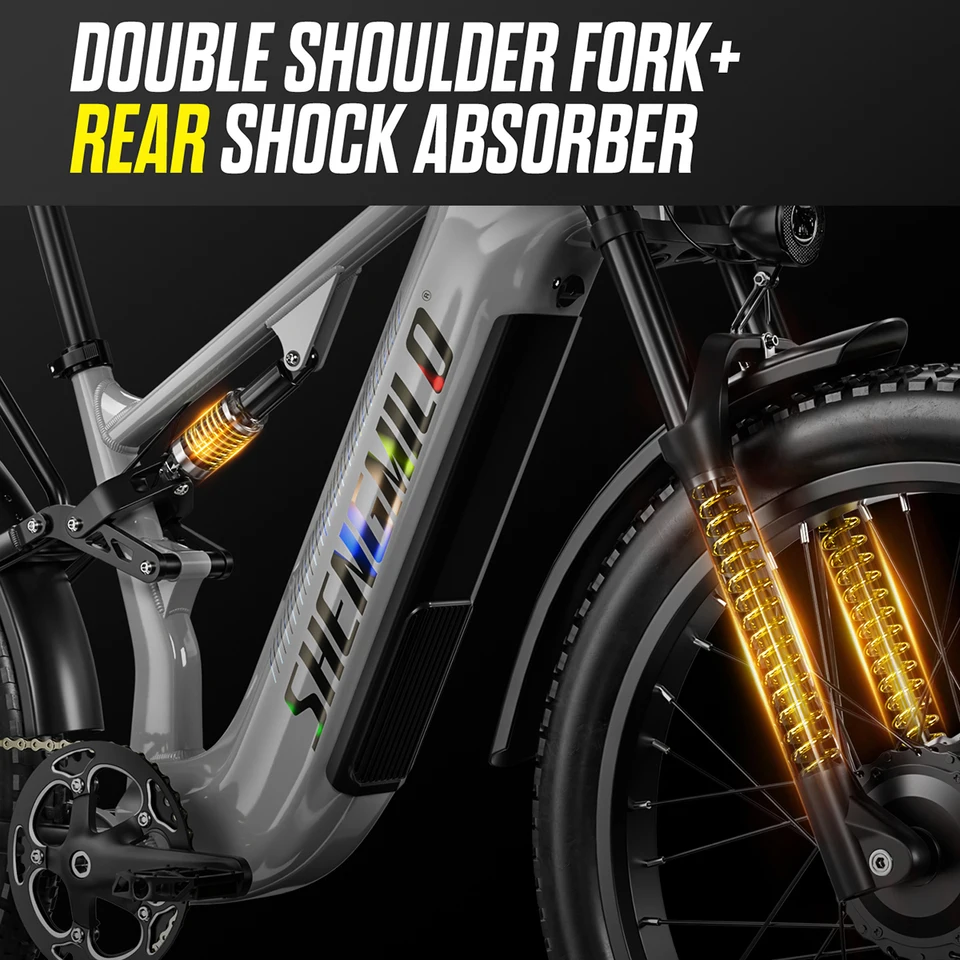 Shengmilo S600 26 inches adult electric mountain bike, 2000W dual motor ebike 7-speed electric bicycle，Fat Tire ebike17.5ah image 6