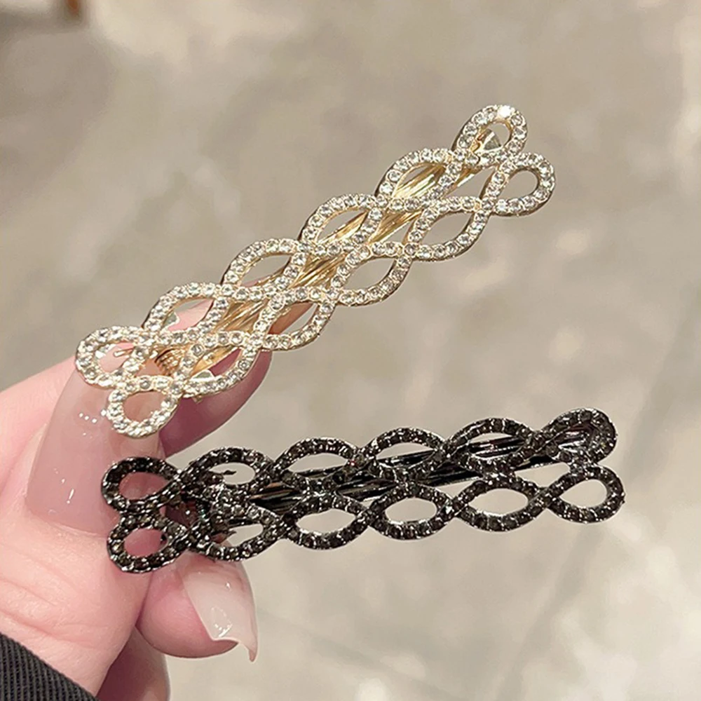 1 قطعة أزياء رائعة المتخصصة تصميم صغير سلسلة حجر الراين مشبك شعر سلسلة الذهب الأسود بسيطة الراقية الإنترنت الانفجارات الشهيرة كليب #5