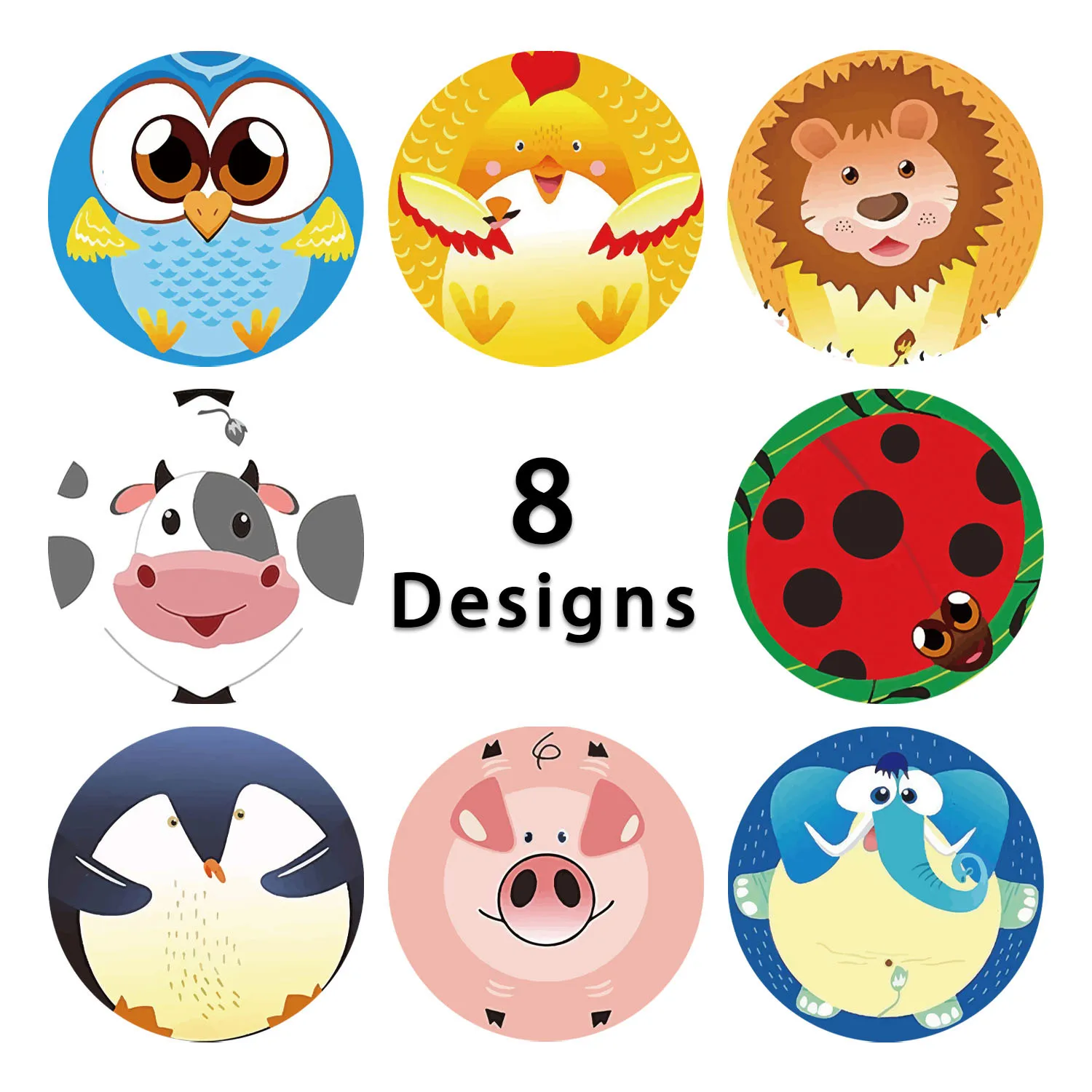 New Reward Cartoon Sticker For Kids 8 Designs Cute Animals 500pcs For Birthday Party Gift Box Classic Toys Decor Seals Labe