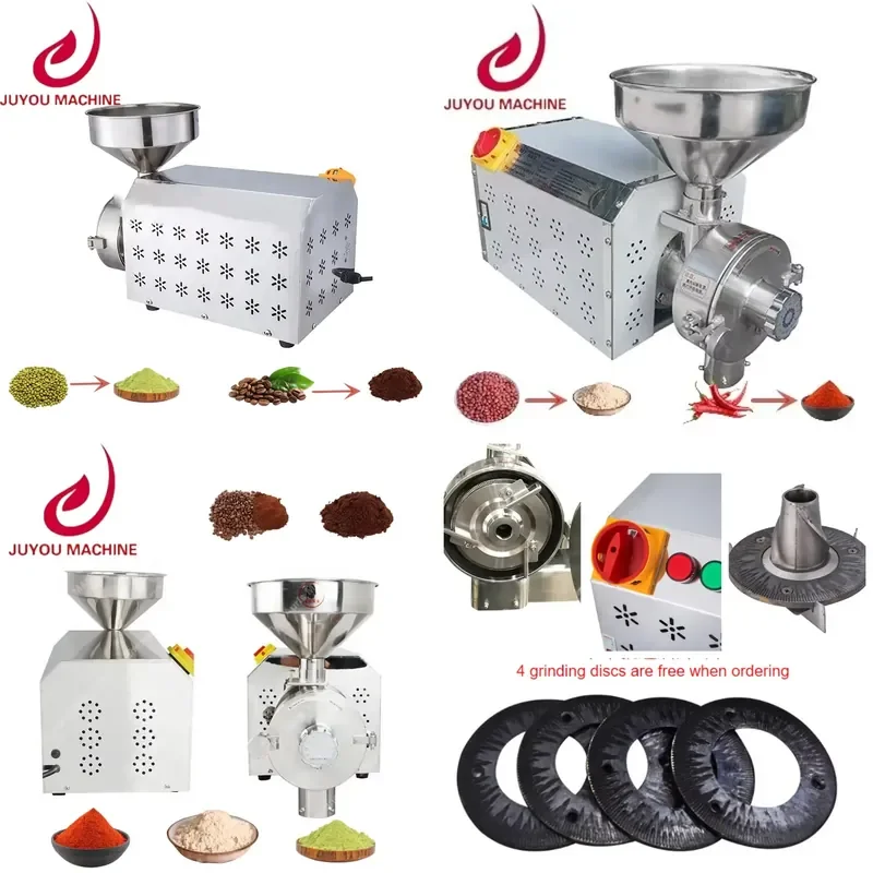 

JY Electric Stainless Steel Grain Corn Dry Grinder Chili Mill Sugar Cocoa Bean Pulverizer Spice Pepper Grinding Machine