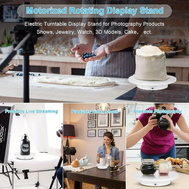 3-in-1 Multifunctional USB Powered Rotating Display Stand with Remote Control, Suitable for Live Broadcast, Photography Display