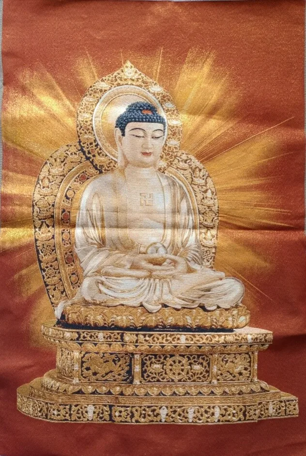 China exquisite Cloth Silk embroidery Menla Medicine Buddha Mural Wall Hanging Tapestry Tangka Wall decorations