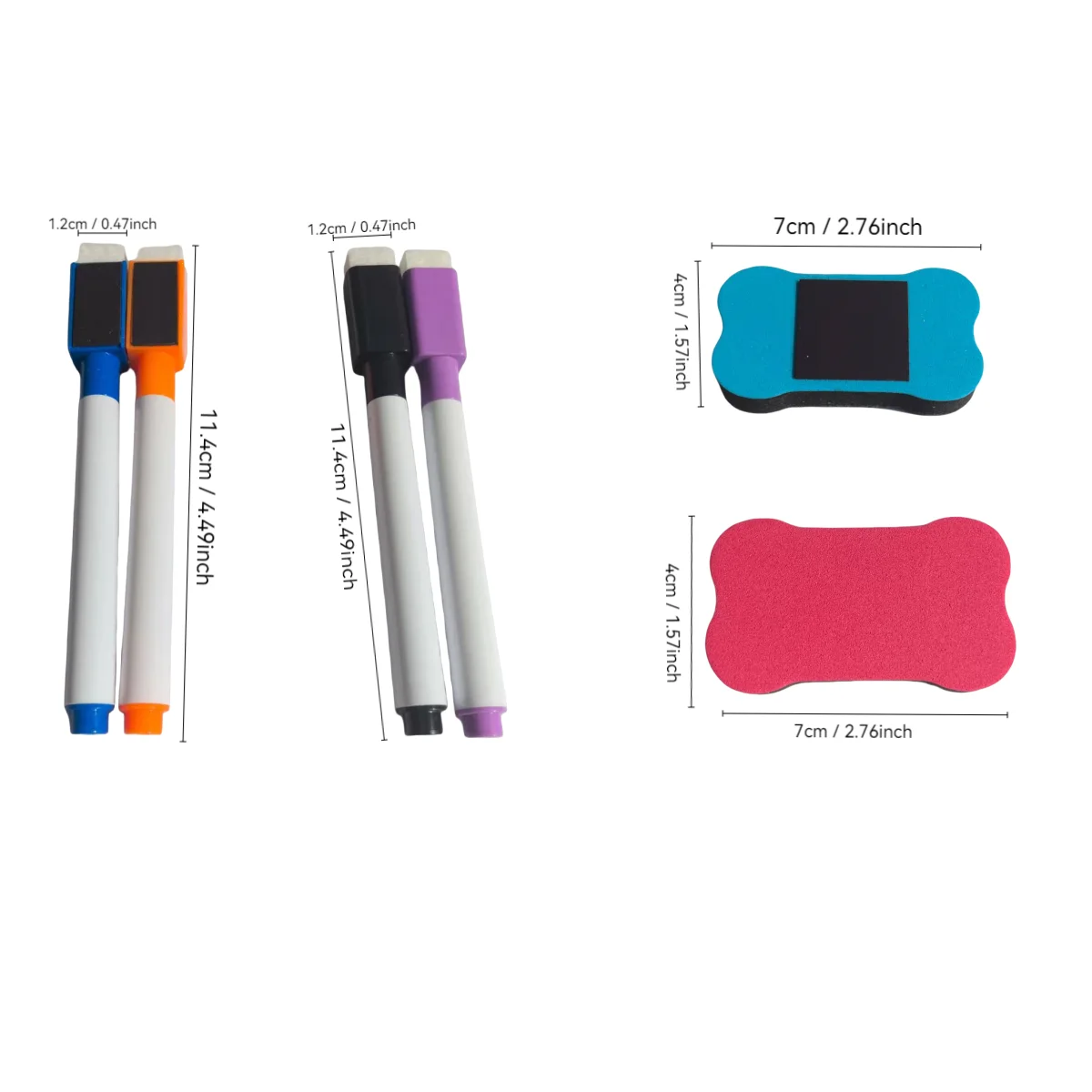 19Pcs Set of  Erasable Whiteboard Pens 18pcs With Random Color Eraser 1pcs Suitable For Whiteboards Refrigerators Schools office