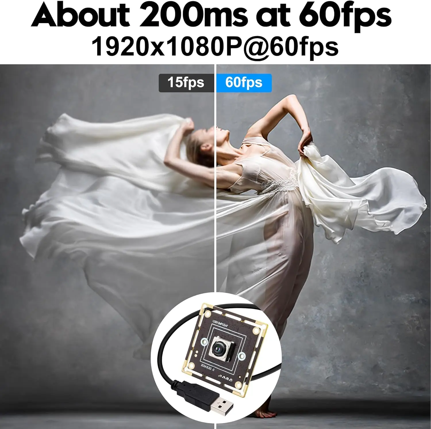 Cámara USB ELP PDAF de 12MP, cámara web 4K con enfoque automático rápido de 300ms, cámara de alta velocidad 1080P 60fps con lente de 65 grados sin distorsión para PC