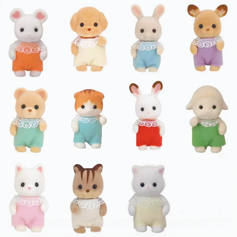 In Stock Sylvanian Families Small Station Baby Series Anime Flocking Doll Figure Model Toys Cute Doll Collectible Birthday Gifts