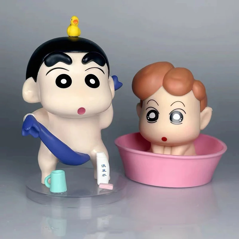 Anime Crayon Shin-chan Figure GK Shin Chan Nohara Himawari Bathe Action Figures Kawaii Pvc Collection Model Doll Ornament Toys