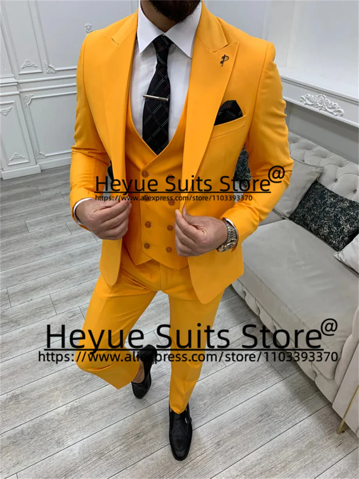 Ternos de casamento azuis de estilo comercial para homens, feitos Talior, Slim Peak Lapel, Groom Best Smoking, Conjuntos 3 pcs