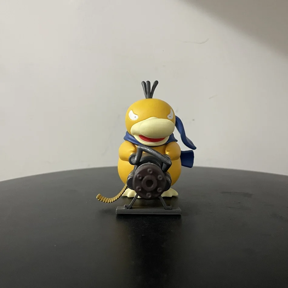 Serie Psyduck with Trumpet & Gatling Gun Figure Toy, Cute Duck Anime Figurine Model, Collection Ornament Birthday Gift for Fans view 3