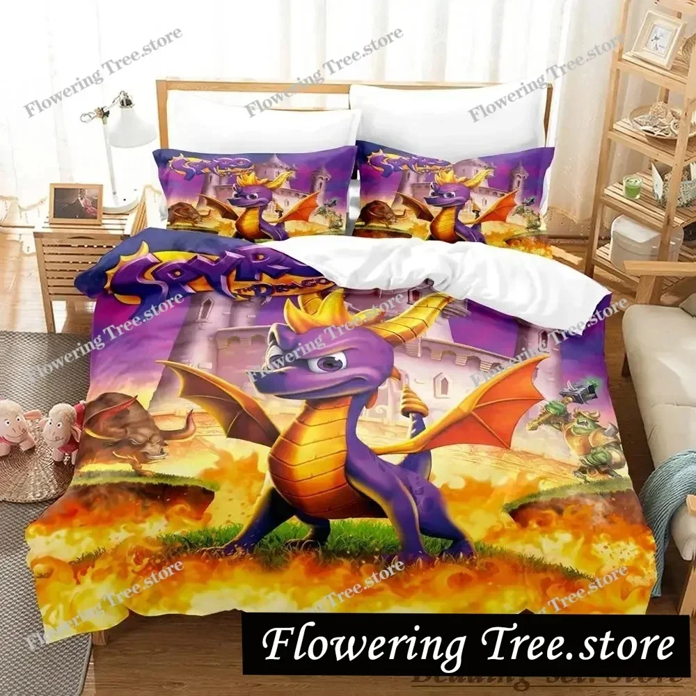 New Spyro reignited trilogy Bedding Set Single Twin Full Queen King Size Bed Set Adult Kid Bedroom Duvetcover Sets Anime Gme