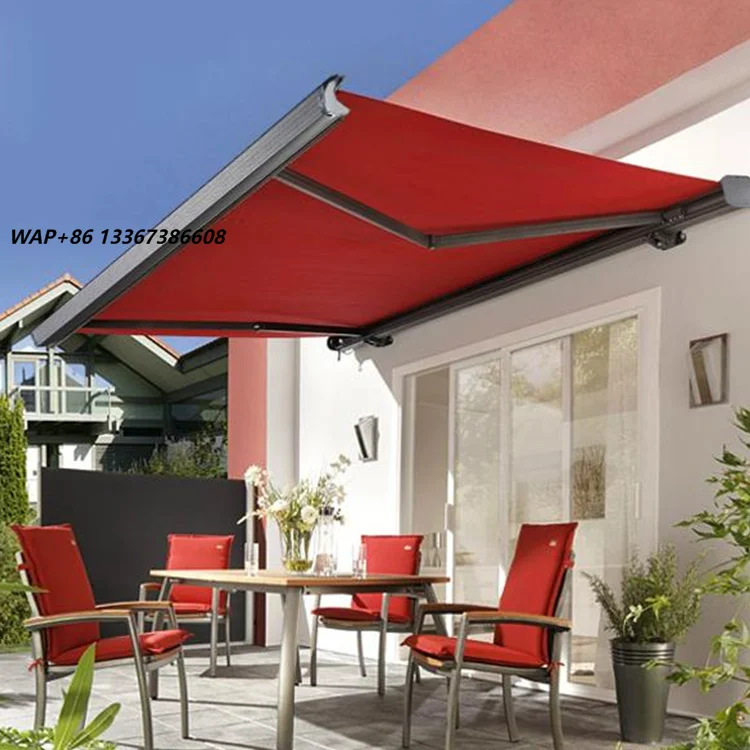 Outdoor Motorized Retractable Aluminum Frame Sunshade 5m Max Waterproof Patio Awning Easy DIY Door Window Shade Coated Polyester