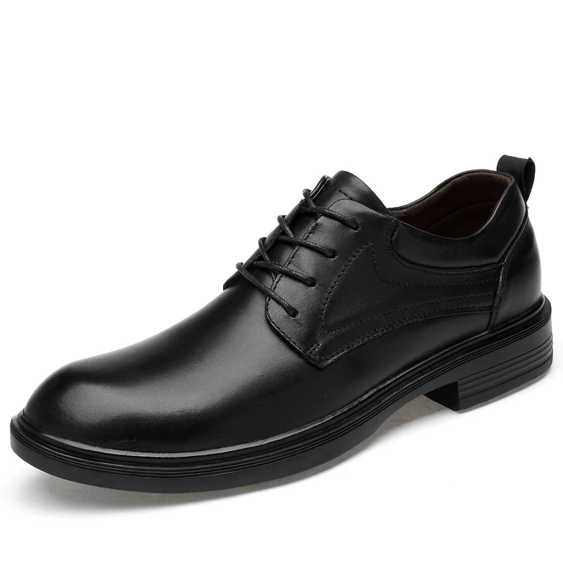 Sapatos de couro genuíno de vaca masculino, sapato formal Oxford, baixo-top, com renda, tamanho grande, tamanho grande, com dedo do pé redondo, primavera