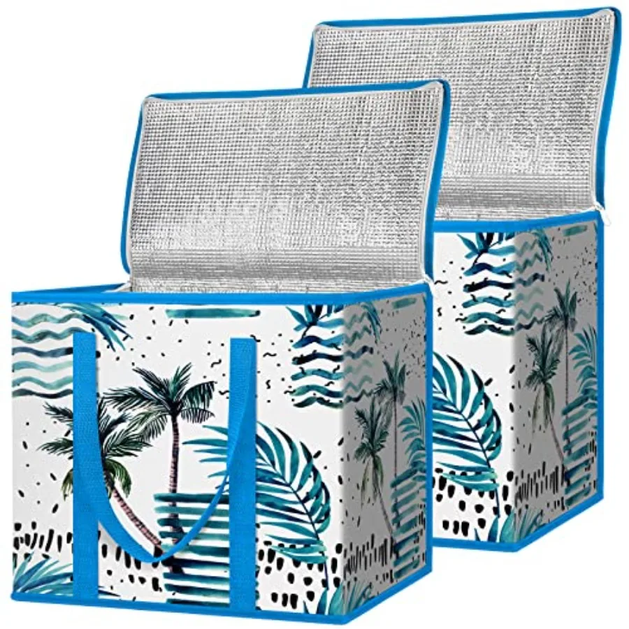 

Набор из 2 многоразовых термосумок для продуктов, складная сумка-холодильник для продуктов, сверхпрочная большая термосумка 16''x9''x13