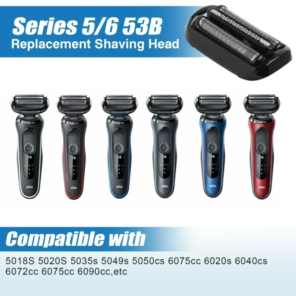 لرأس استبدال ماكينة الحلاقة الكهربائية Braun 5/7 Series 53B 73S، قم بتوصيل رأس ماكينة الحلاقة الجديدة بسهولة، والحلاقة الناعمة