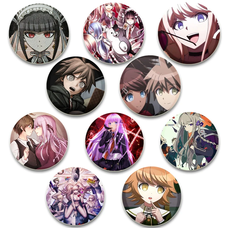 Pop Game Danganronpa Brooch Pin Naegi Makoto Kirigiri Kyoko Maizono Sayaka Cosplay Badge Enamel Pins Backpacks Clothing Jewelry